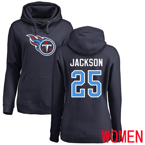 Tennessee Titans Navy Blue Women Adoree Jackson Name and Number Logo NFL Football 25 Pullover Hoodie Sweatshirts